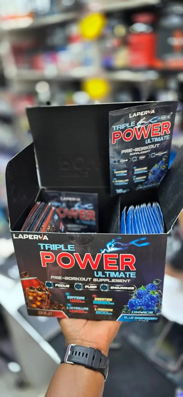 Laperva Triple Power Pre-Workout Sachets, Cola & Blue Raspberry, 30 Sachets