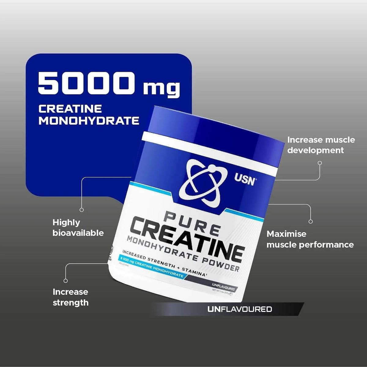 USN Pure Creatine Monohydrate 0.44lbs(200g) 40Servings