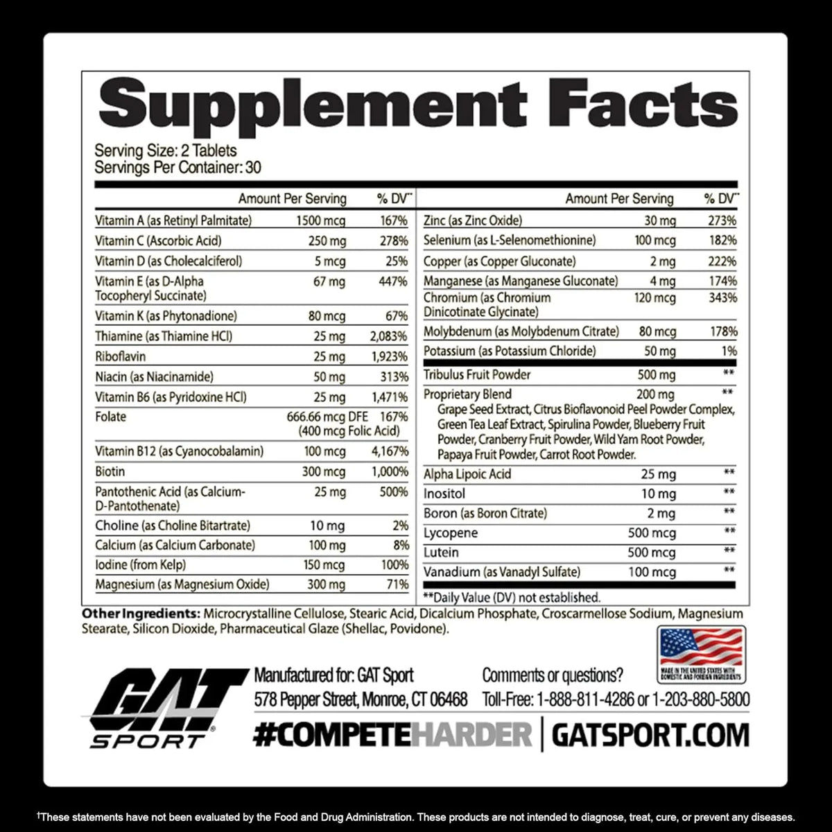 GAT Sport Mens Multi+Test 60Tablets
