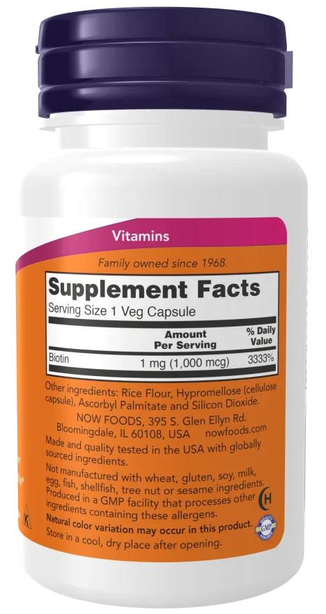 Now Biotin 1000 mcg  100 Veg Capsules