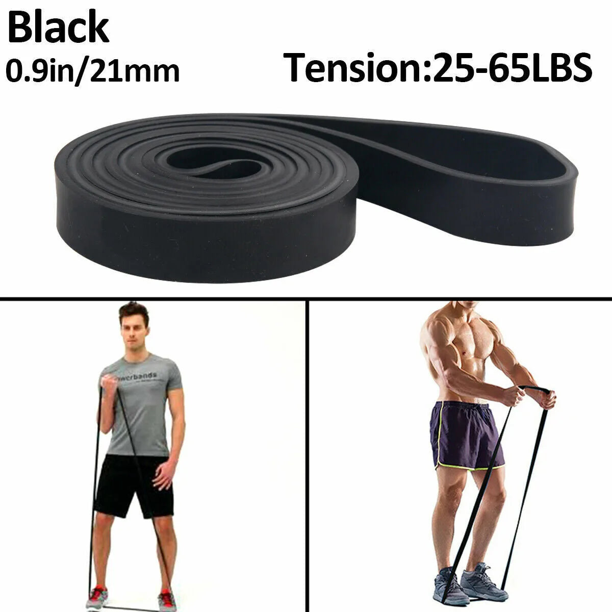 Heavy Duty Latex Resistance Band workout bands Aliscofit BLACK