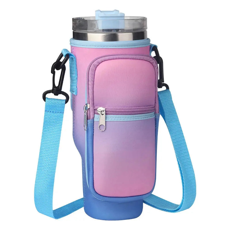 Water Bottle Carrier Bag with Phone Pocket Adjustable Strap
