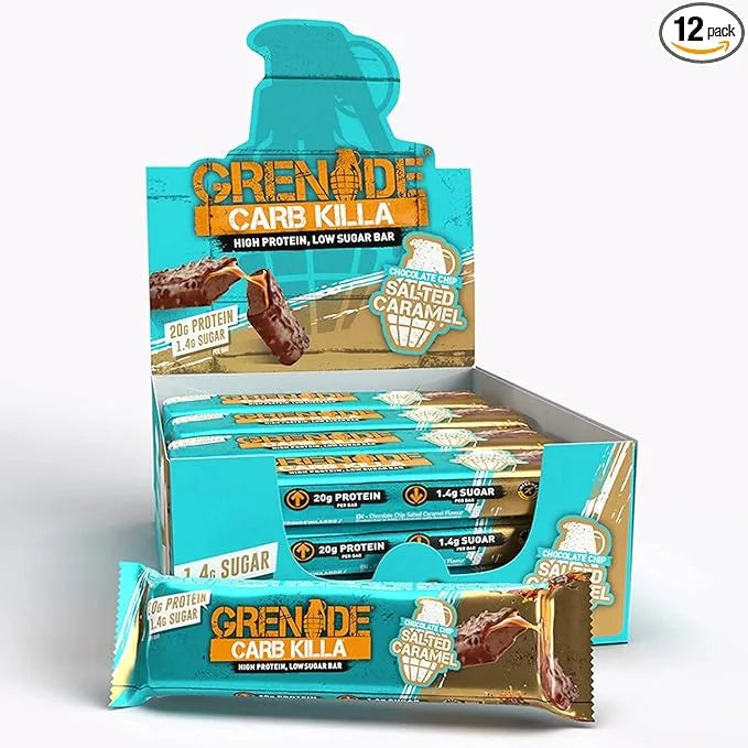 Grenade Carb Killa High Protein and Low Carb Bar, 12 x 60 g - Chocolate Chip Salted Caramel