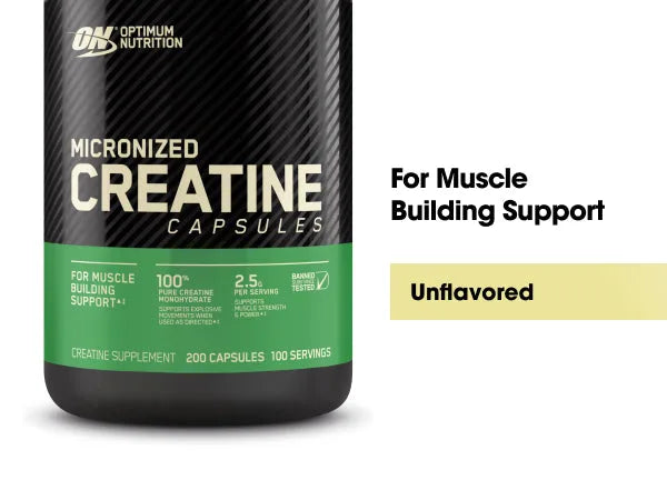 Optimum Nutrition Micronized Creatine Capsules 200 capsules (100 Servings)