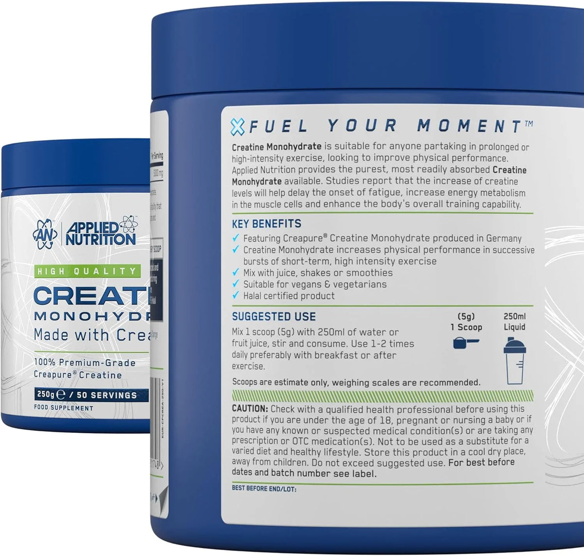 Applied Nutrition Creatine Monohydrate Made With Creapure 250g 50 Servings
