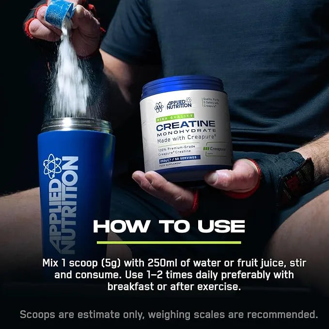 Applied Nutrition Creatine Monohydrate Made With Creapure 250g 50 Servings
