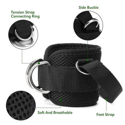 Ankle Strap for Cable Machine (Pair) Adjustable Comfort fit Neoprene and Reinforce 4 D-Rings