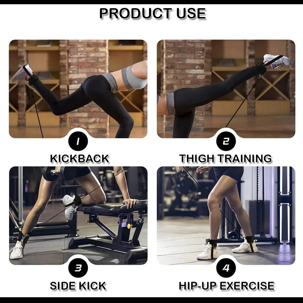 Ankle Strap for Cable Machine (Pair) Adjustable Comfort fit Neoprene and Reinforce 4 D-Rings