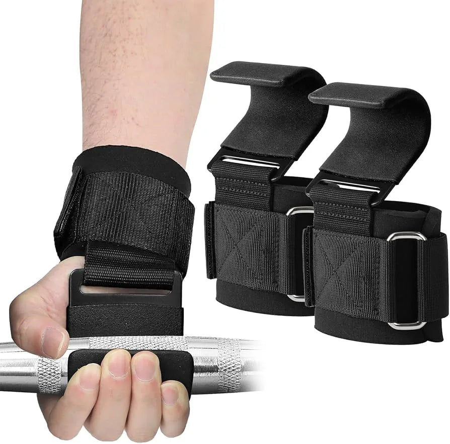 Weight Lifting Hooks (Pair) - Heavy Duty Lifting Wrist Straps, Hand Grip Support for Pull Day Workouts