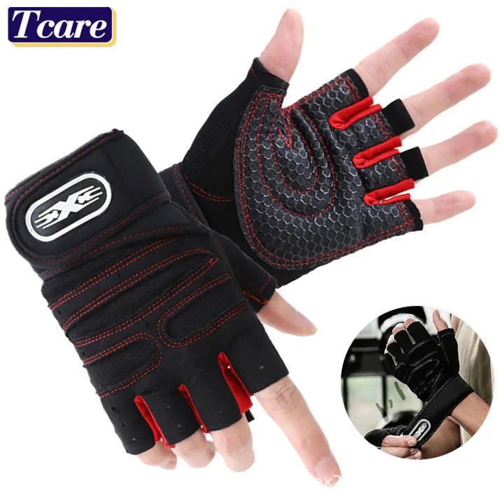 Ventilated Weight Lifting Gym Workout Gloves with Wrist Wrap Support for Men & Women