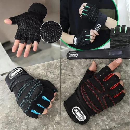Ventilated Weight Lifting Gym Workout Gloves with Wrist Wrap Support for Men & Women