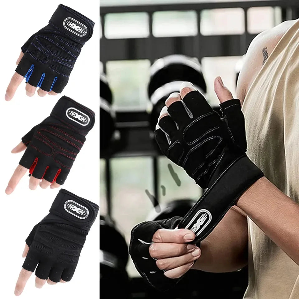Ventilated Weight Lifting Gym Workout Gloves with Wrist Wrap Support for Men & Women