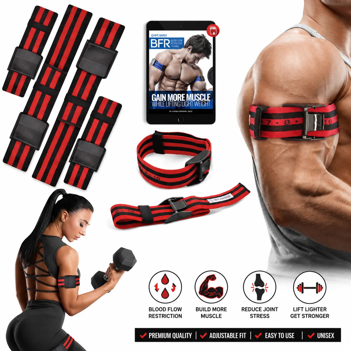 Blood Flow Restriction Bands (BFR) for Arms,Legs Occlusion Training, Gym & Workout