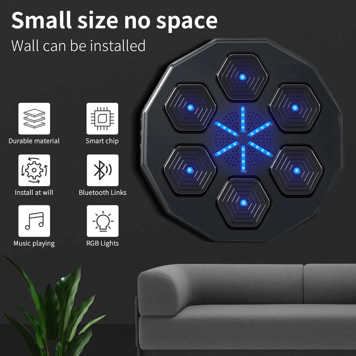 Bluetooth Music Boxing Machine, Electronic Intelligent Wall-Mounted Boxing Target with Gloves