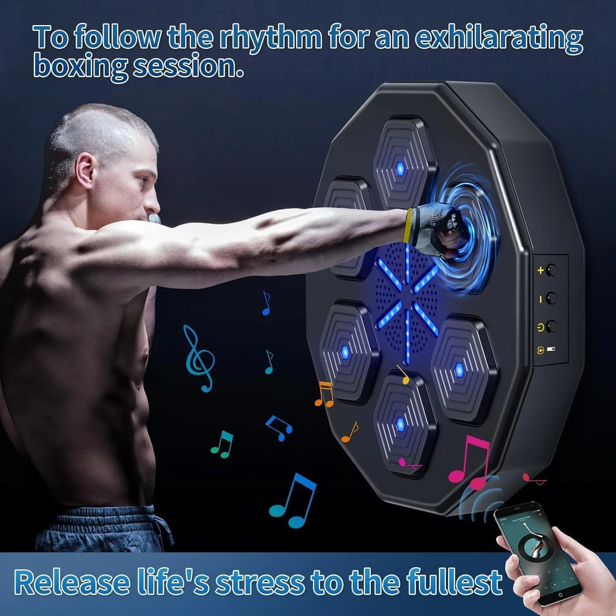 Bluetooth Music Boxing Machine, Electronic Intelligent Wall-Mounted Boxing Target with Gloves