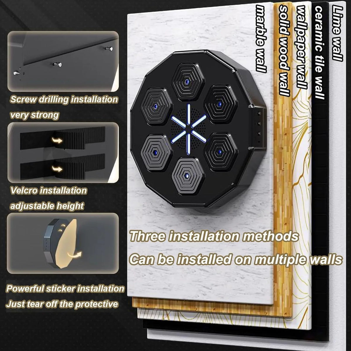 Bluetooth Music Boxing Machine, Electronic Intelligent Wall-Mounted Boxing Target with Gloves