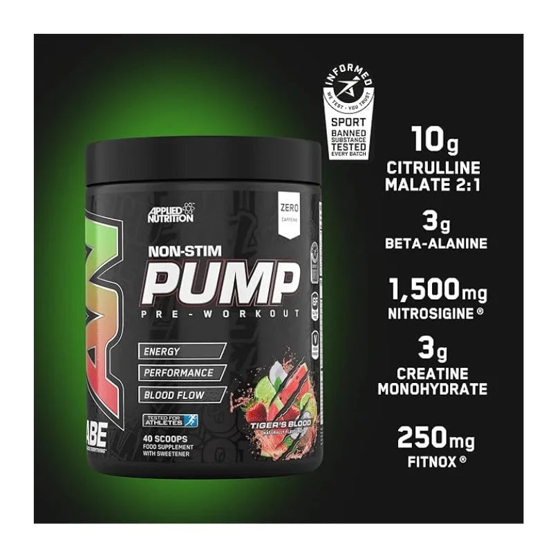 Applied Nutrition Non-Stim Pump Pre-Workout 500g 40Scoops