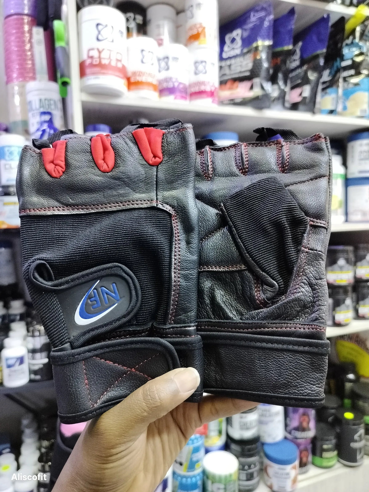 NF Red Leather Gloves