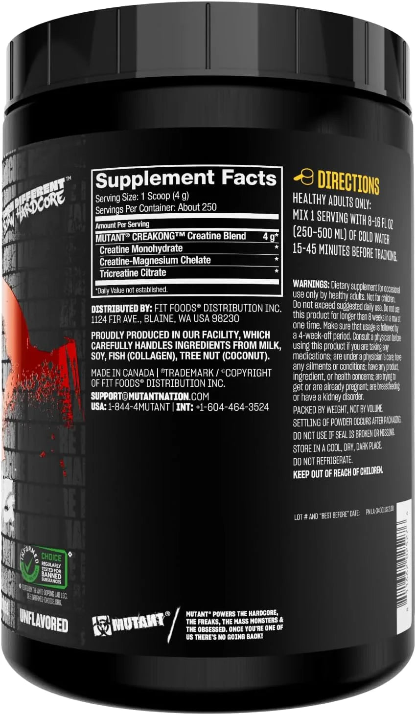 Mutant Creakong Creatine 1Kg (2.2lbs) 250 Servings