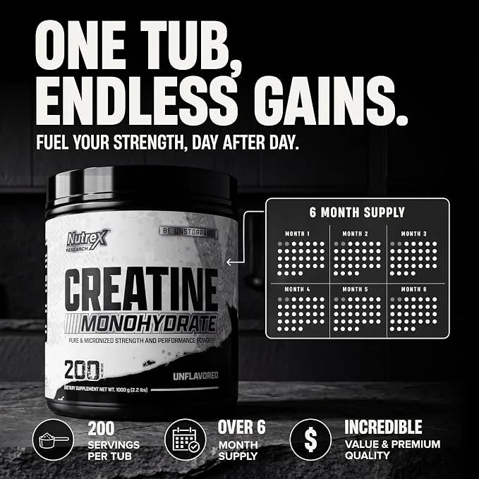 Nutex Research Creatine Monohydrate 1Kg 200Servings
