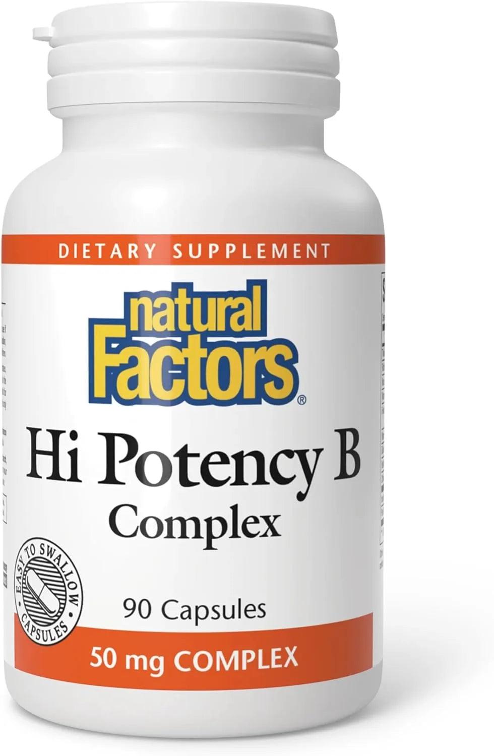 Natural Factors Hi Potency B Complex 50 mg for Energy Support, 90 Capsules