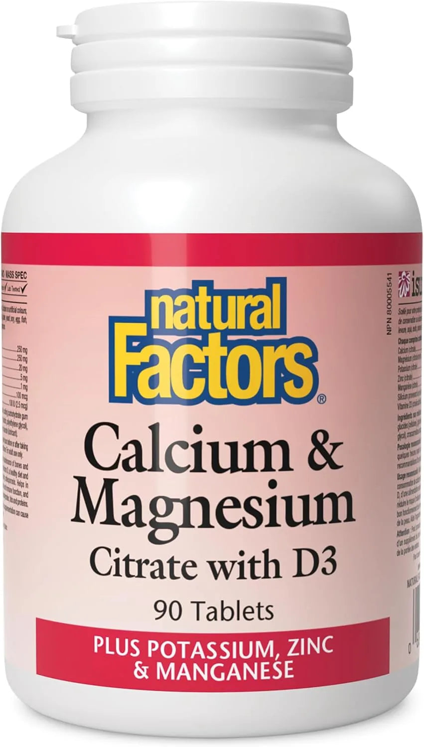 Natural Factors Calcium and Magnesium Citrate with D3 90 Tablets