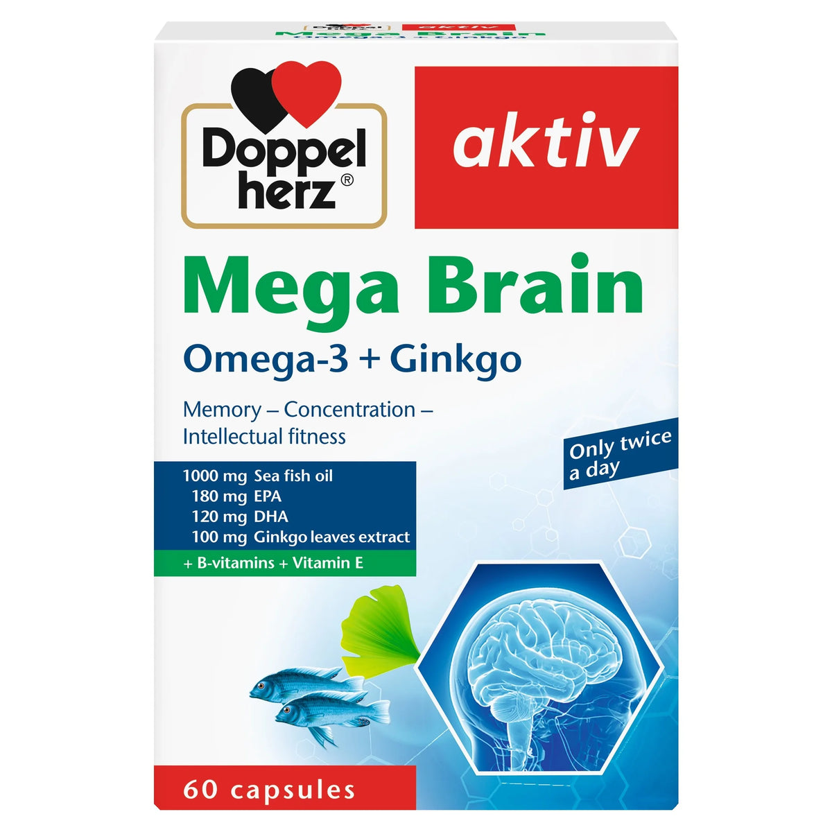 Doppelherz Omega 3+Ginko Caps 60's (Support Heart, Brain & Mental Health)