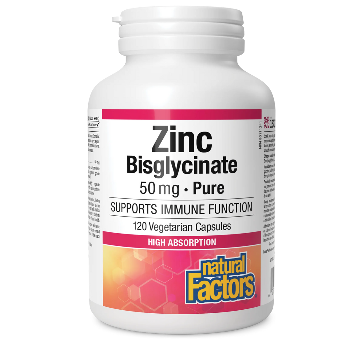 Natural Factors Zinc Bisglycinate 50mg Vcaps 120's