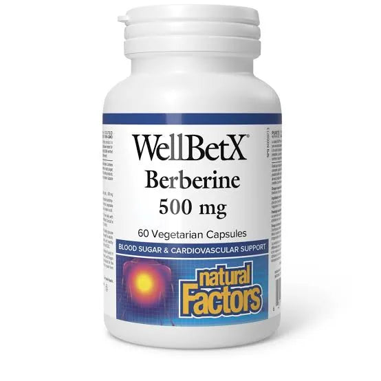 Natural Factors WellBetX Berberine Supplement, 60 Vegetarian Capsules Berberine HCl 500 mg