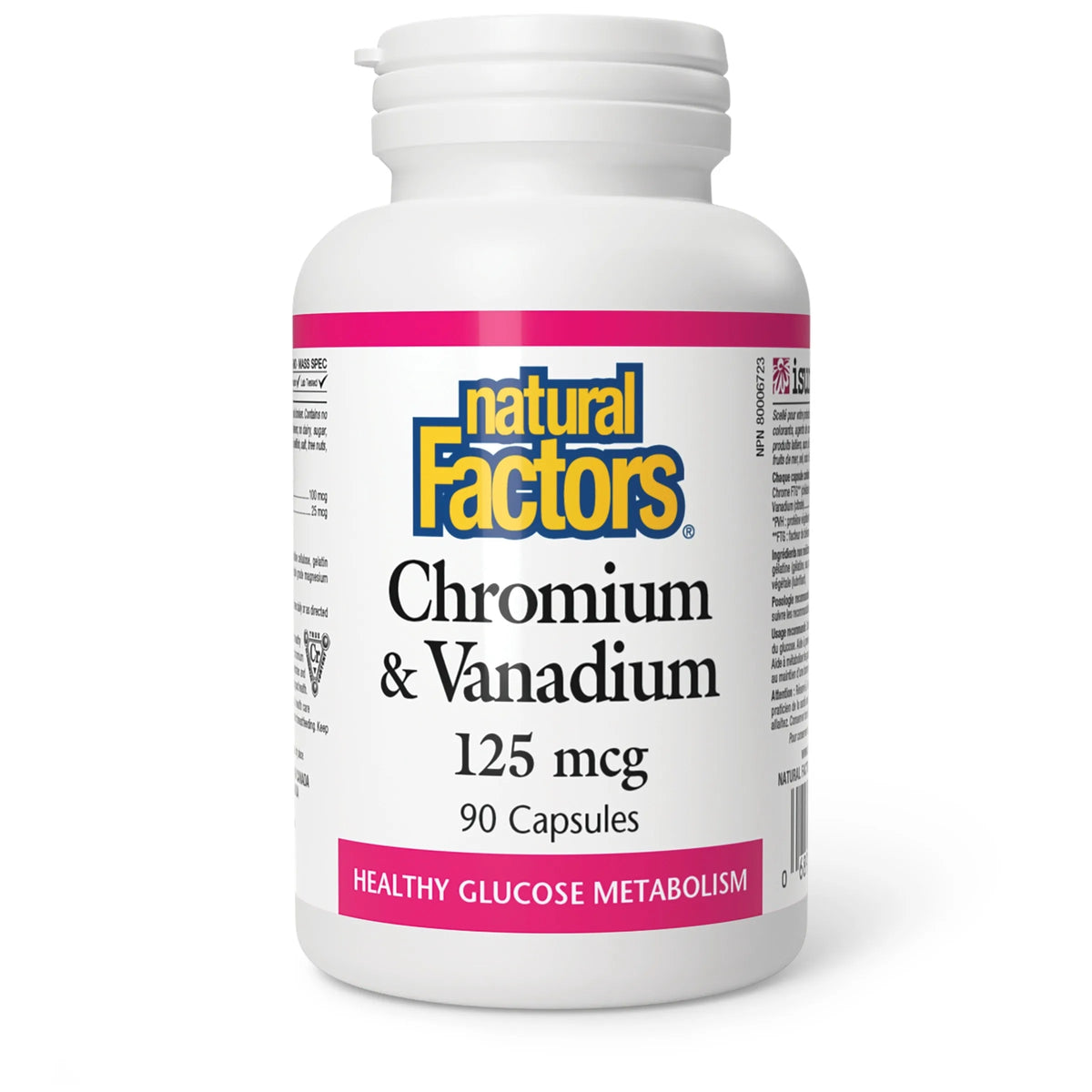 Natural Factors Chromium & Vanadium 125 mcg, 90 Capsules-Sugar cravings