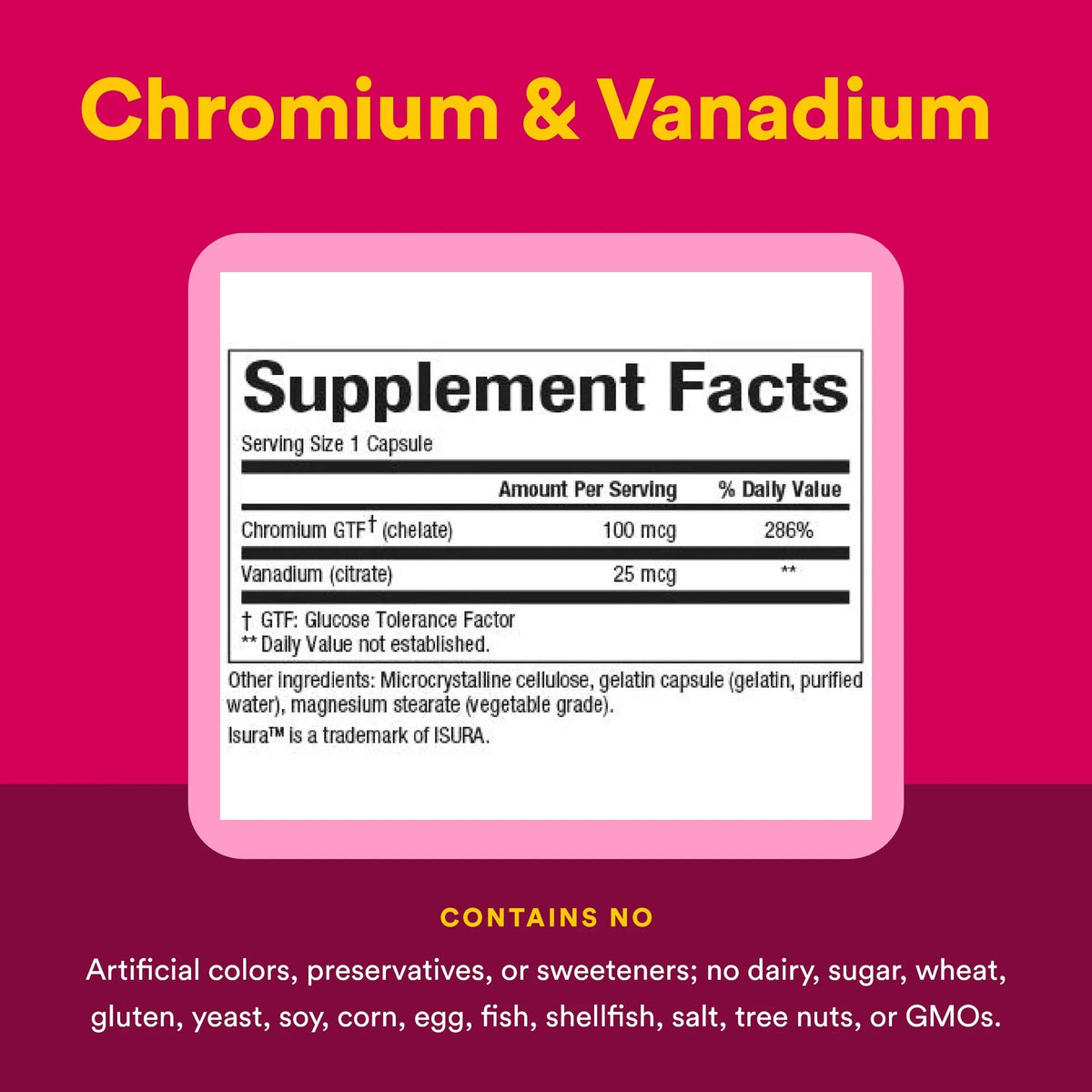 Natural Factors Chromium & Vanadium 125 mcg, 90 Capsules-Sugar cravings