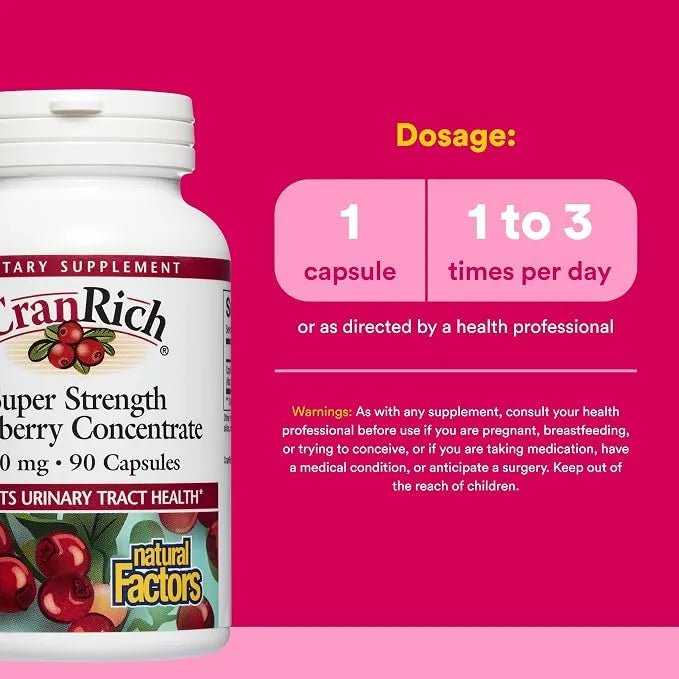 NATURAL FACTORS CranRich Cranberry 500 mg (Recurrent UTI prevention)