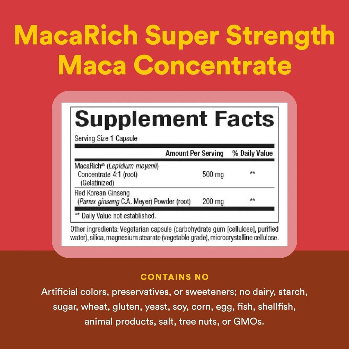 Natural Factors Macarich 500mg Veg Capsules 90's  (Energy · libido)