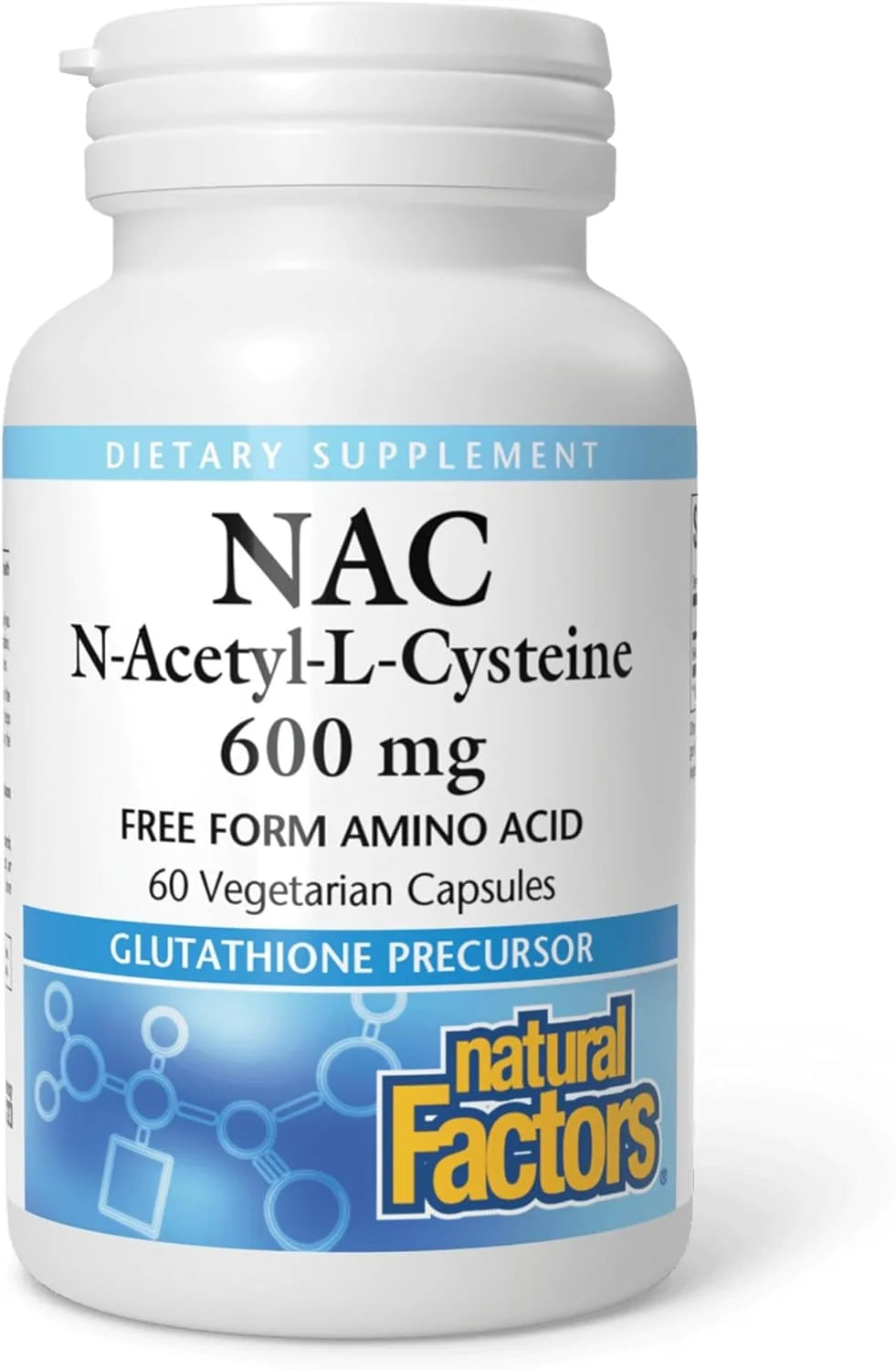 Natural Factors N-Acetyl-L-Cysteine, NAC Supplement, 600 mg, 60 Capsules